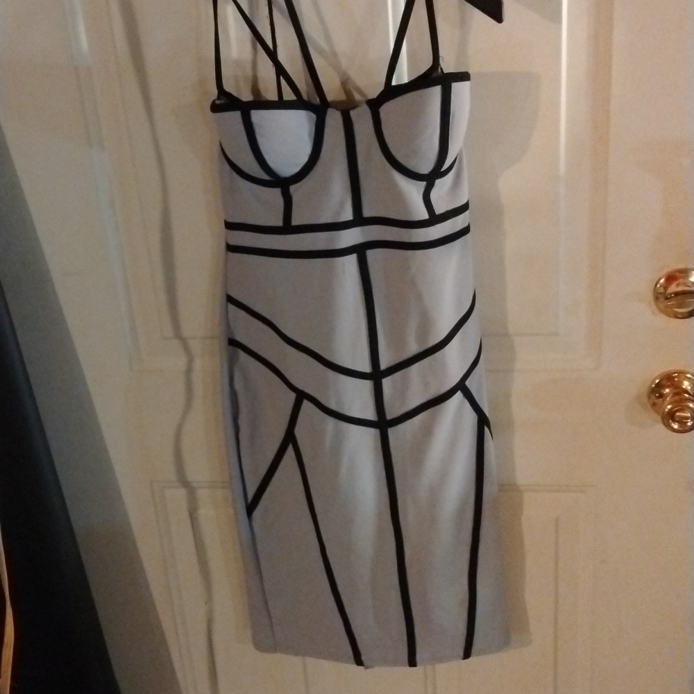 Grey with Black outline Mini dress